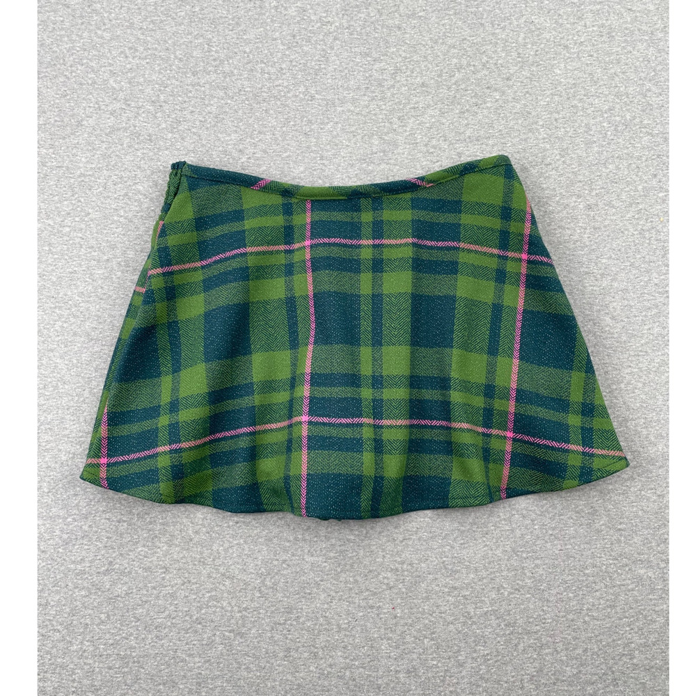 NWT Free People Paradise Found Plaid Mini Skort Size M Green Skirt w/ Pockets